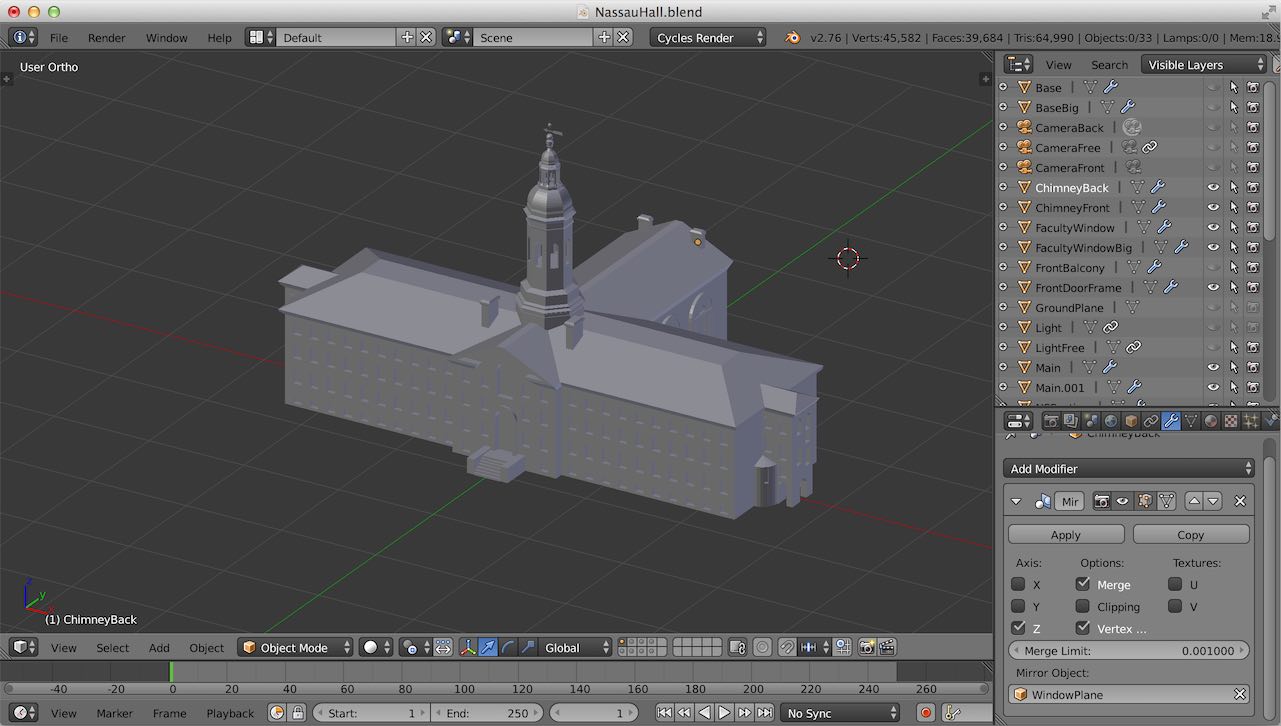 Nassau Hall Blender Modeling