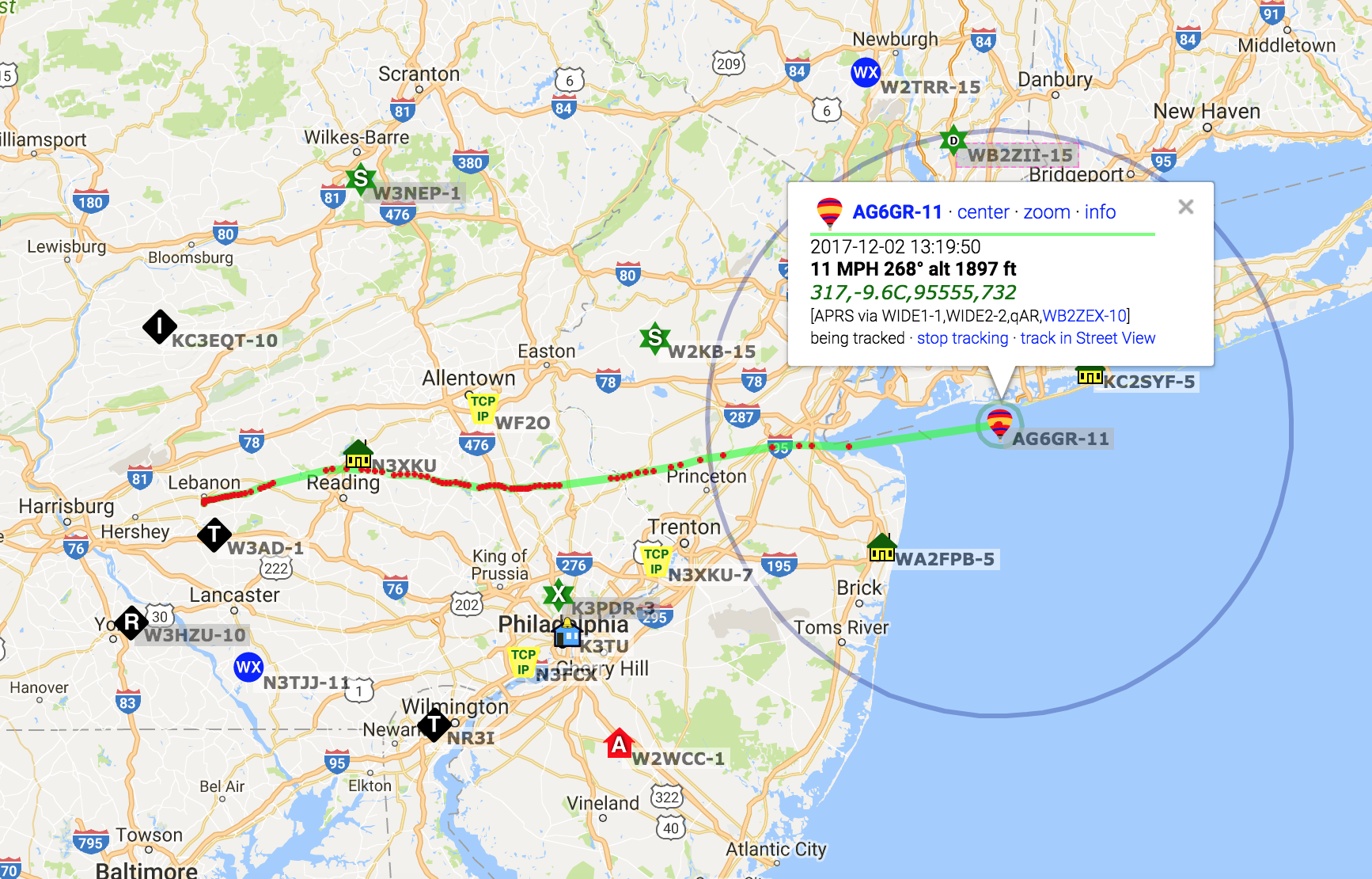 APRS tracking map